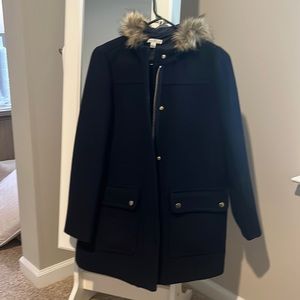 J.Crew Navy Zip Wool Coat